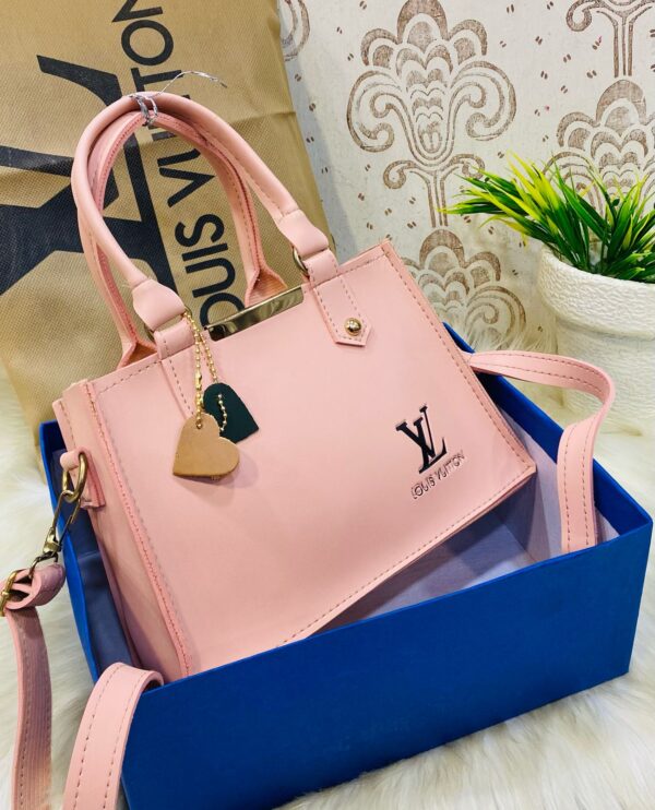 Lv-inspired Mini Square Tote With Detachable Shoulder Strap And Decorative Charms