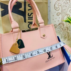 Lv-inspired Mini Square Tote With Detachable Shoulder Strap And Decorative Charms