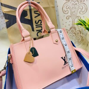 Lv-inspired Mini Square Tote With Detachable Shoulder Strap And Decorative Charms