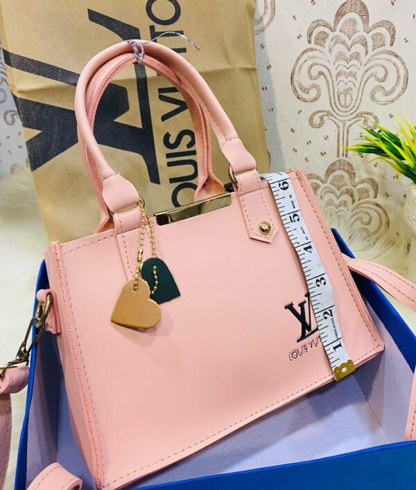 Lv-inspired Mini Square Tote With Detachable Shoulder Strap And Decorative Charms