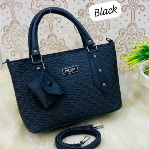 Embossed Designer Inspired Tote Bag With Detachable Pouch And Shoulder Strap