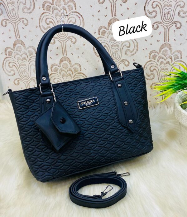 Embossed Designer Inspired Tote Bag With Detachable Pouch And Shoulder Strap