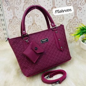Embossed Designer Inspired Tote Bag With Detachable Pouch And Shoulder Strap