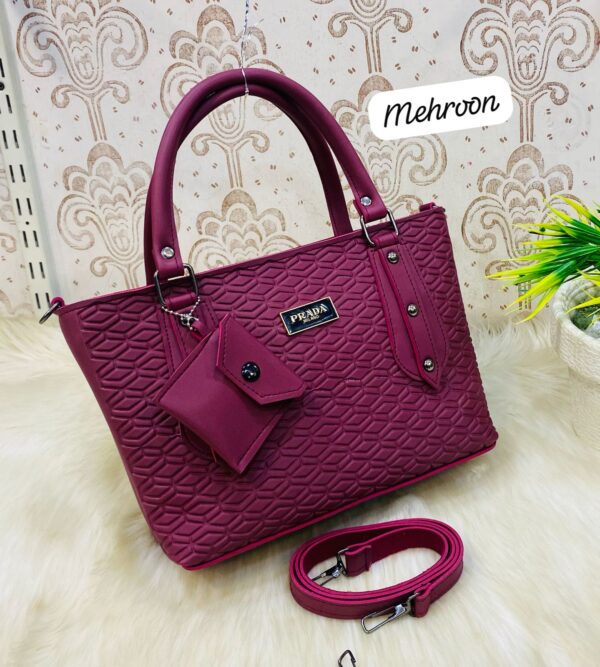 Embossed Designer Inspired Tote Bag With Detachable Pouch And Shoulder Strap