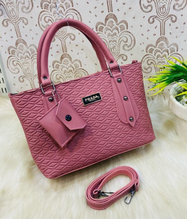 Embossed Designer Inspired Tote Bag With Detachable Pouch And Shoulder Strap