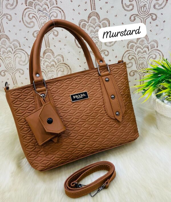 Embossed Designer Inspired Tote Bag With Detachable Pouch And Shoulder Strap