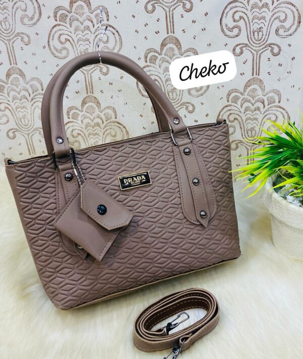 Embossed Designer Inspired Tote Bag With Detachable Pouch And Shoulder Strap