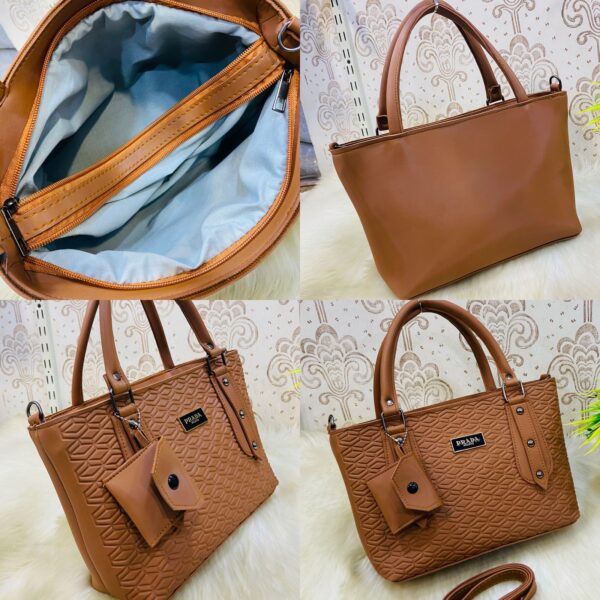 Embossed Designer Inspired Tote Bag With Detachable Pouch And Shoulder Strap