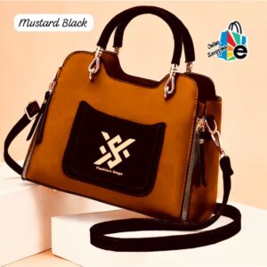Stylish Structured Handbag with Front Pocket and Detachable Strap