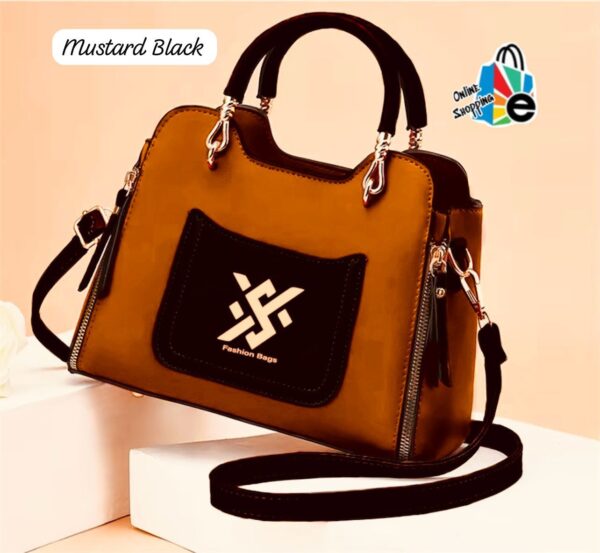 Stylish Structured Handbag with Front Pocket and Detachable Strap