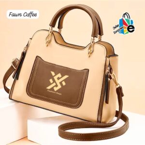 Stylish Structured Handbag with Front Pocket and Detachable Strap
