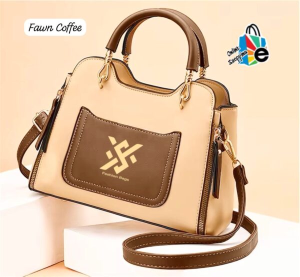 Stylish Structured Handbag with Front Pocket and Detachable Strap