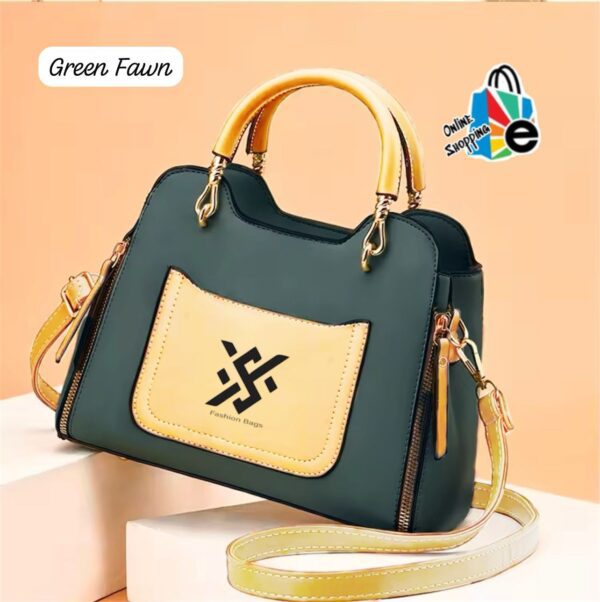 Stylish Structured Handbag with Front Pocket and Detachable Strap