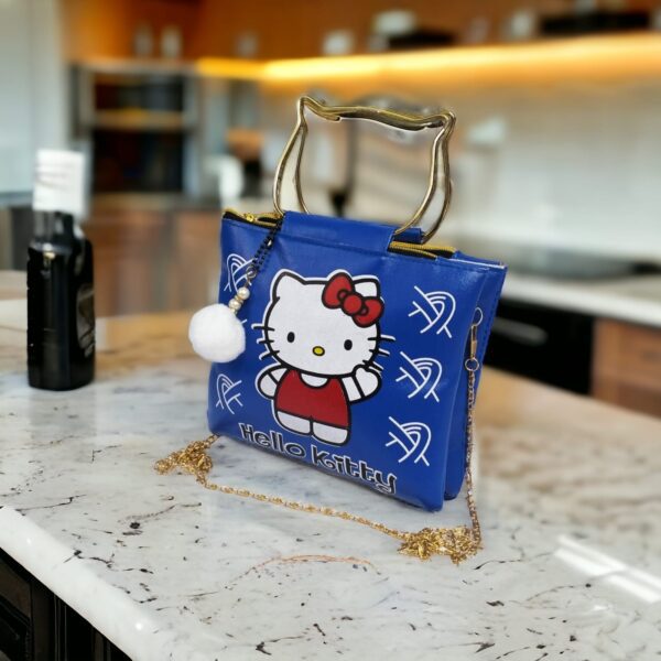 Hello Kitty Handbag with Cat-Shaped Metal Handle and Chain Strap