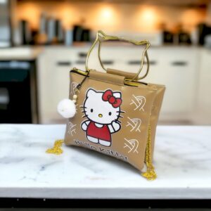 Hello Kitty Handbag with Cat-Shaped Metal Handle and Chain Strap