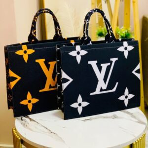 Luxury Designer-Inspired Tote Bag with Bold Monogram and Floral Accents