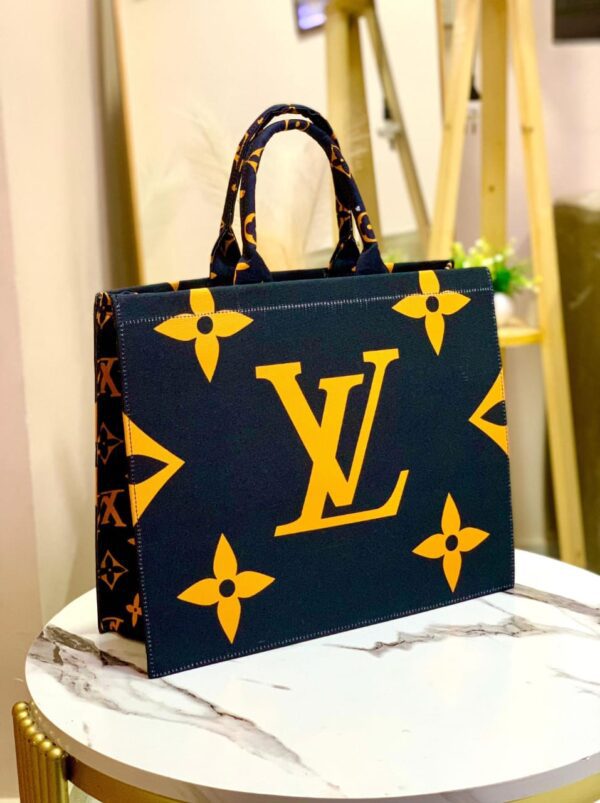 Luxury Designer-Inspired Tote Bag with Bold Monogram and Floral Accents