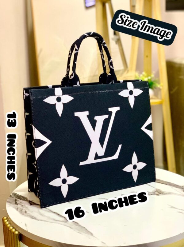 Luxury Designer-Inspired Tote Bag with Bold Monogram and Floral Accents