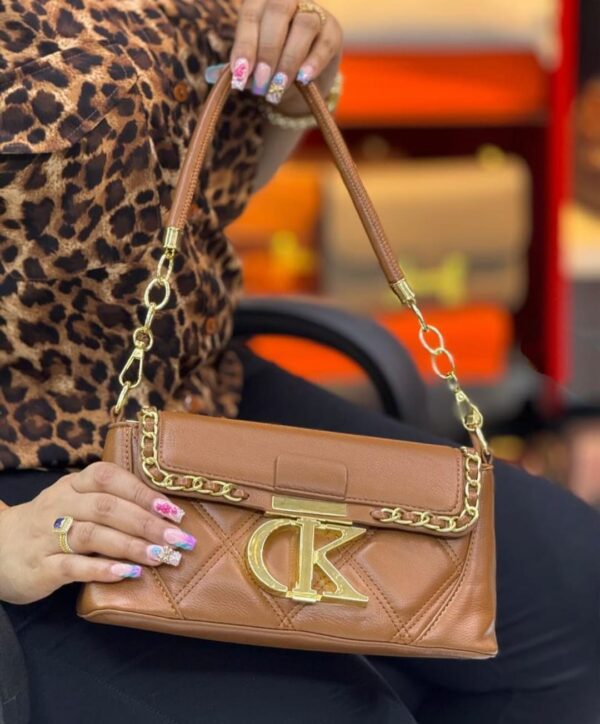 Quilted Shoulder Bag with Gold Chain Detail & Bold CK Logo
