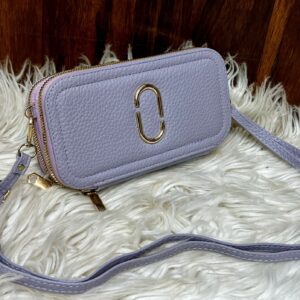 Stylish Textured Crossbody Wallet with Dual Zippers & Metallic Accent