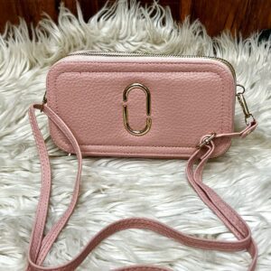 Stylish Textured Crossbody Wallet with Dual Zippers & Metallic Accent