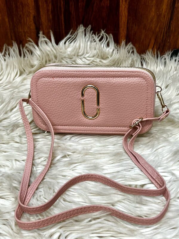 Stylish Textured Crossbody Wallet with Dual Zippers & Metallic Accent