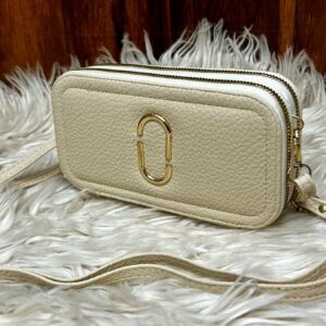 Stylish Textured Crossbody Wallet with Dual Zippers & Metallic Accent