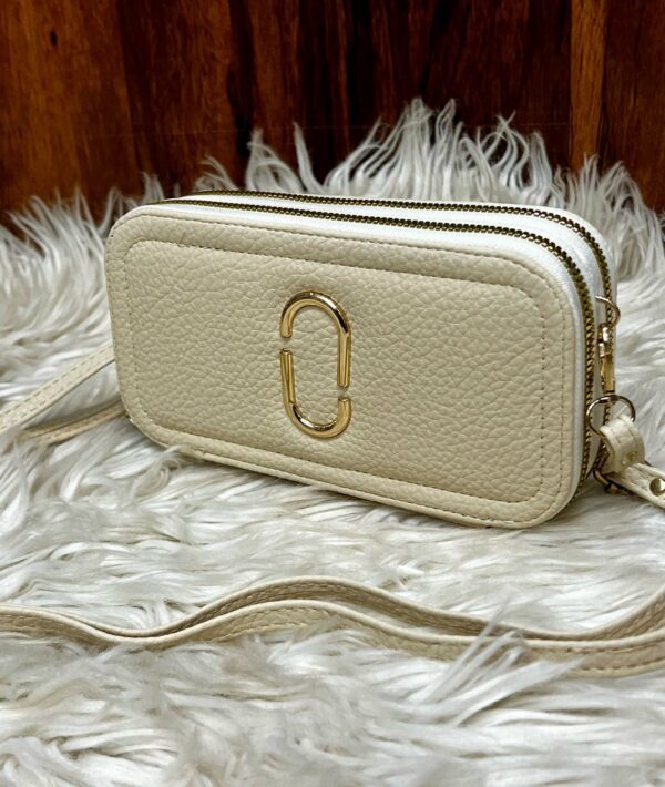 Stylish Textured Crossbody Wallet with Dual Zippers & Metallic Accent
