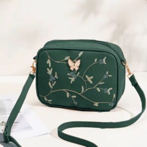 Floral Charm Crossbody Bag with Elegant Butterfly Accent