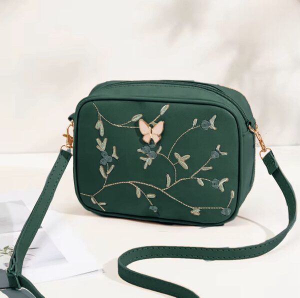 Floral Charm Crossbody Bag with Elegant Butterfly Accent
