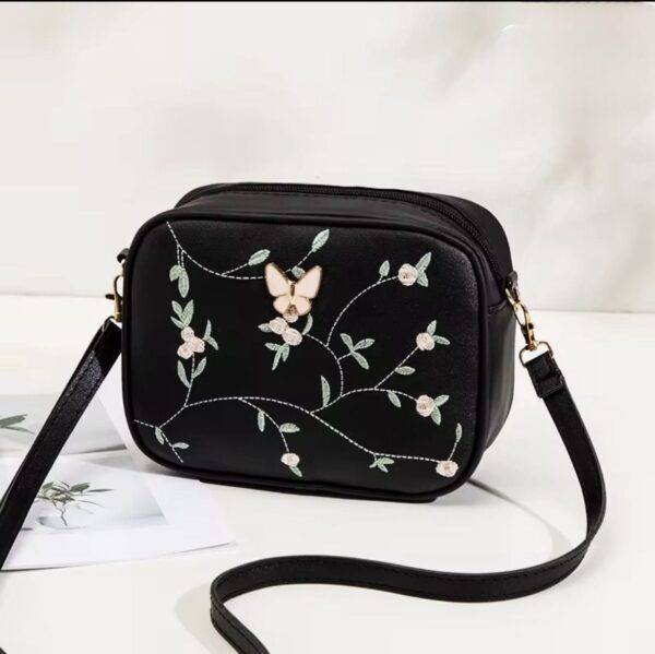 Floral Charm Crossbody Bag with Elegant Butterfly Accent