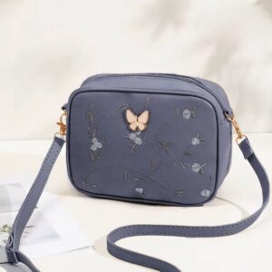 Floral Charm Crossbody Bag with Elegant Butterfly Accent