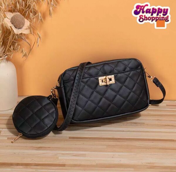 Quilted Elegance Crossbody Set with Mini Pouch