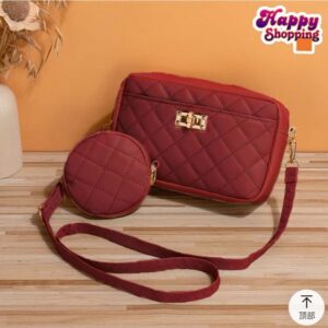 Quilted Elegance Crossbody Set with Mini Pouch
