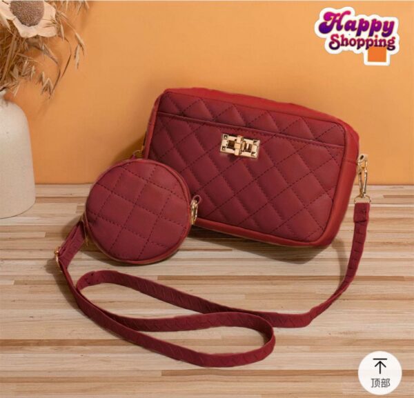 Quilted Elegance Crossbody Set with Mini Pouch
