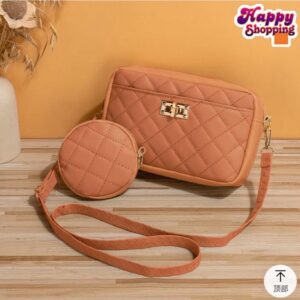 Quilted Elegance Crossbody Set with Mini Pouch