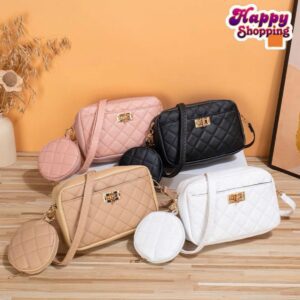 Quilted Elegance Crossbody Set with Mini Pouch