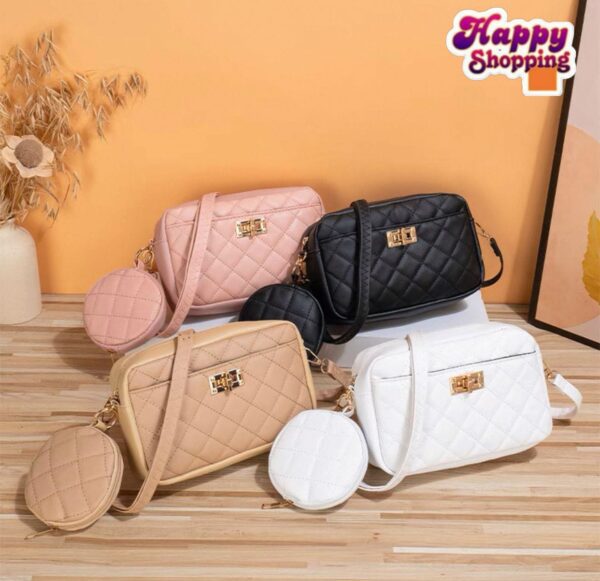 Quilted Elegance Crossbody Set with Mini Pouch