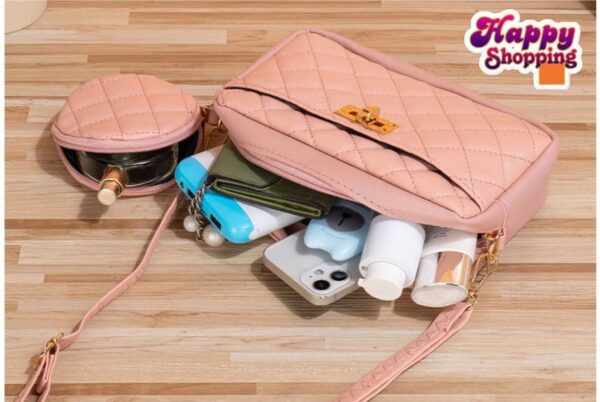 Quilted Elegance Crossbody Set with Mini Pouch
