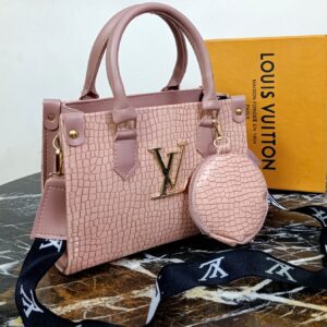 Premium Lv-inspired Crocodile Texture Handbag With Matching Coin Purse (Branded Shoulder Strap Included)