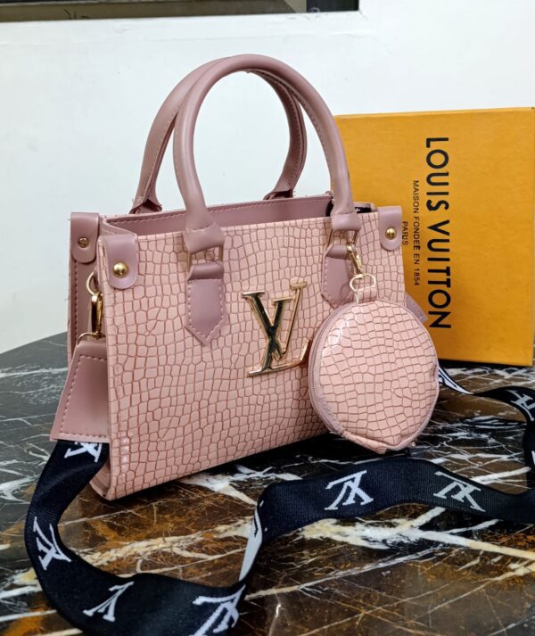 Premium Lv-inspired Crocodile Texture Handbag With Matching Coin Purse (Branded Shoulder Strap Included)