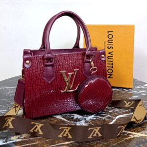 Premium Lv-inspired Crocodile Texture Handbag With Matching Coin Purse (Branded Shoulder Strap Included)