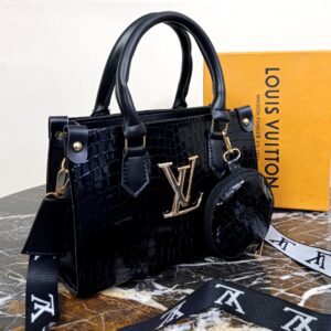 Premium Lv-inspired Crocodile Texture Handbag With Matching Coin Purse (Branded Shoulder Strap Included)