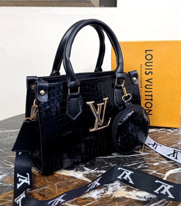 Premium Lv-inspired Crocodile Texture Handbag With Matching Coin Purse (Branded Shoulder Strap Included)