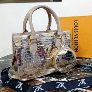 Premium Lv-inspired Crocodile Texture Handbag With Matching Coin Purse (Branded Shoulder Strap Included)