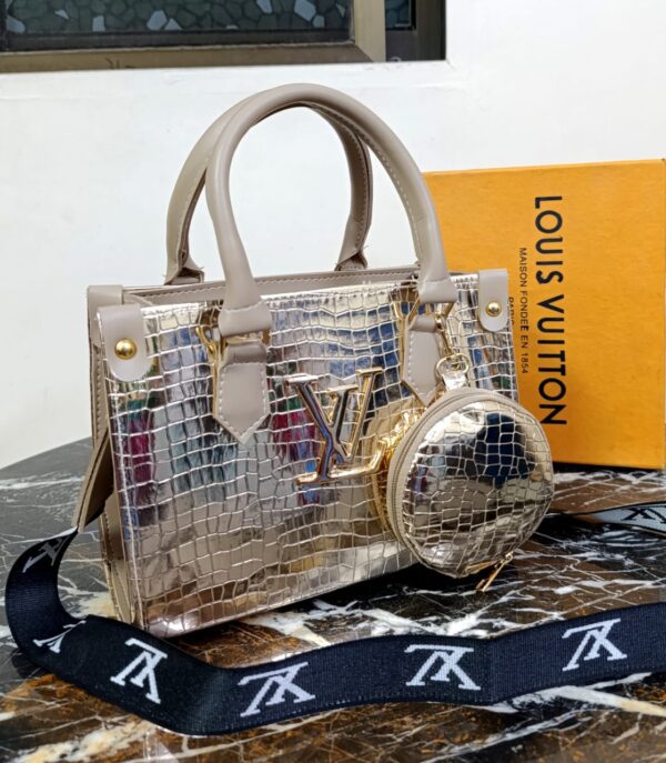 Premium Lv-inspired Crocodile Texture Handbag With Matching Coin Purse (Branded Shoulder Strap Included)