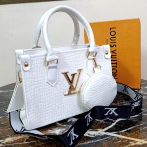 Premium Lv-inspired Crocodile Texture Handbag With Matching Coin Purse (Branded Shoulder Strap Included)