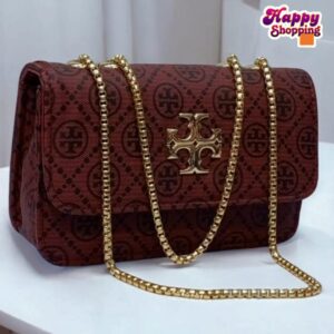 Designer Chain Shoulder Bag with Monogram Print and Gold Emblem
