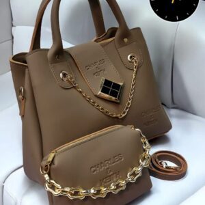 Charles & Keith Handbag and Pouch Set with Golden Chain