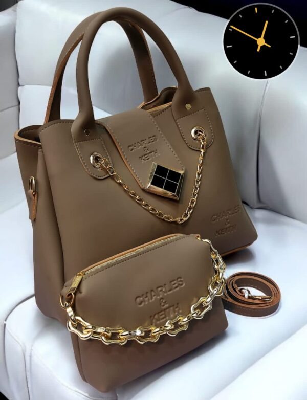 Charles & Keith Handbag and Pouch Set with Golden Chain